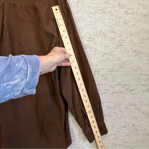 Mens Chocolate Brown Y2K Corduroy Button Up Shirt Size Large Grunge Layering - Picture 14 of 15